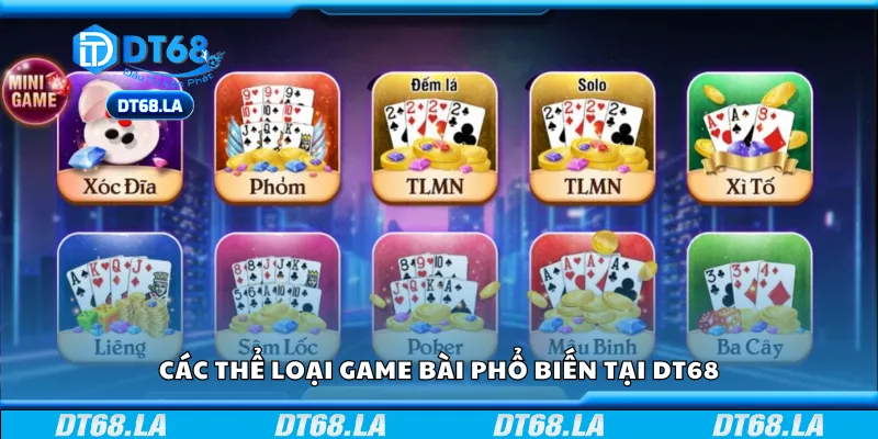 Một số tựa game bài phổ biến tại trang web